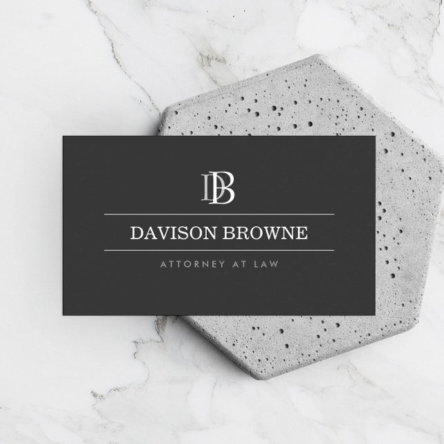 Professional Monogram Dark Grey Business Card (Creator Uploaded)