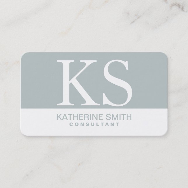 Professional Monogram Elegant Makeup Artist Grey Business Card (Front)