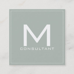 Professional Monogram Elegant Modern Ash Grey Square Business Card