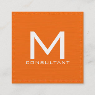 Professional Monogram Elegant Modern Orange Square Business Card
