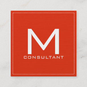 Professional Monogram Elegant Modern Red Orange Square Business Card