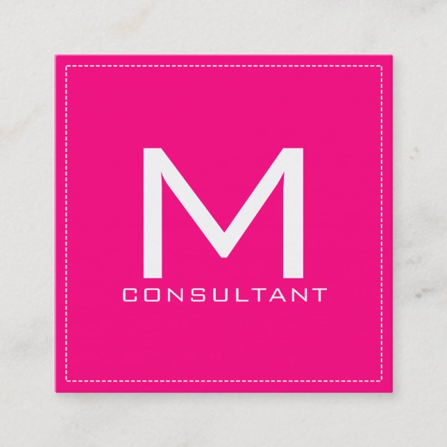Professional Monogram Elegant Modern Rose Square Business Card (Front)