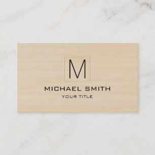 Professional Monogram Elegant Wood Grain Business Card