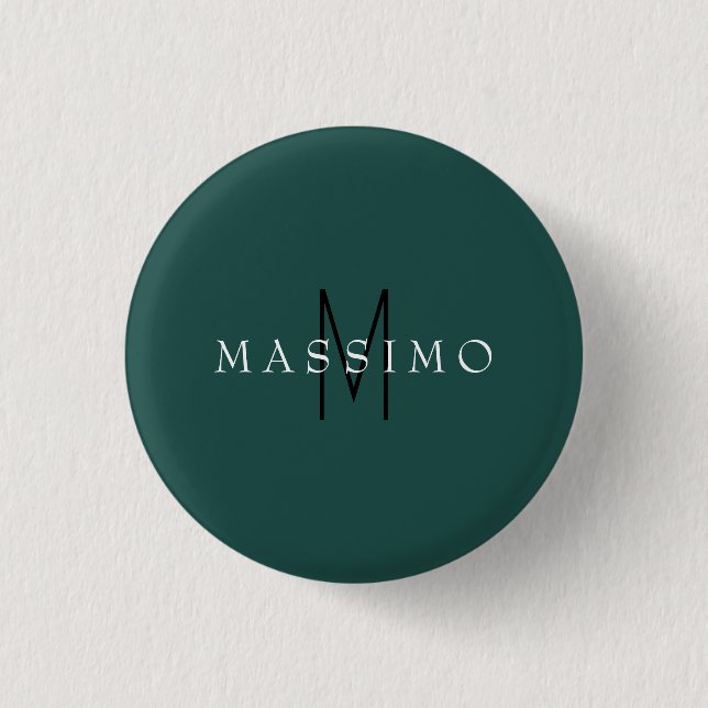 Professional Monogram Grey Blue Your Name 3 Cm Round Badge (Front)