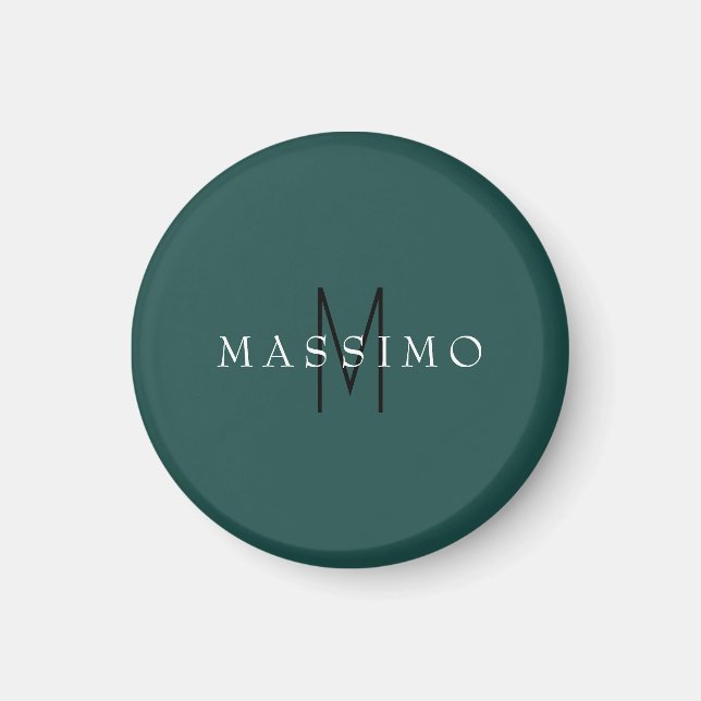 Professional Monogram Grey Blue Your Name Magnet (Front)