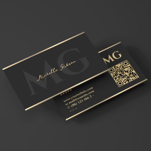 Professional Monogram Initials Script Black  Business Card