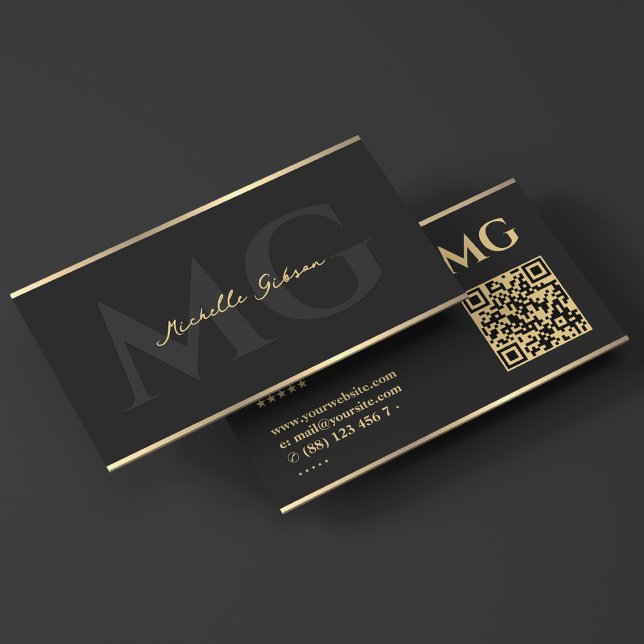 Professional Monogram Initials Script Black  Business Card (Professional Monogram Initials Script Black Business Card
)