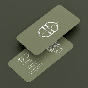 Professional Monogram Logo D Elegant Sage Business Card