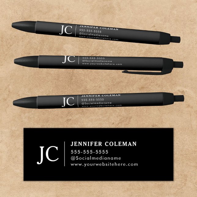 Professional Monogram Minimal Logo Promotional Black Ink Pen (Creator Uploaded)