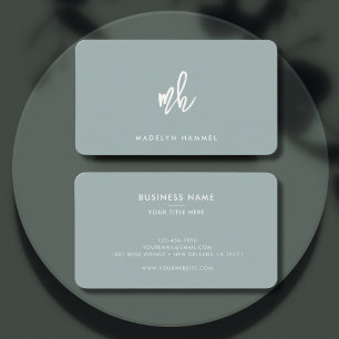 Professional Monogram Minimal Modern Script Sage Business Card