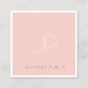 Professional Monogram Modern Elegant Trendy Pink Square Business Card