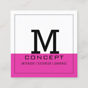 Professional Monogram Modern Frostbite White Square Business Card