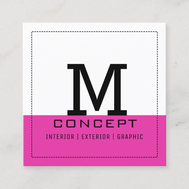 Professional Monogram Modern Frostbite White Square Business Card (Front)