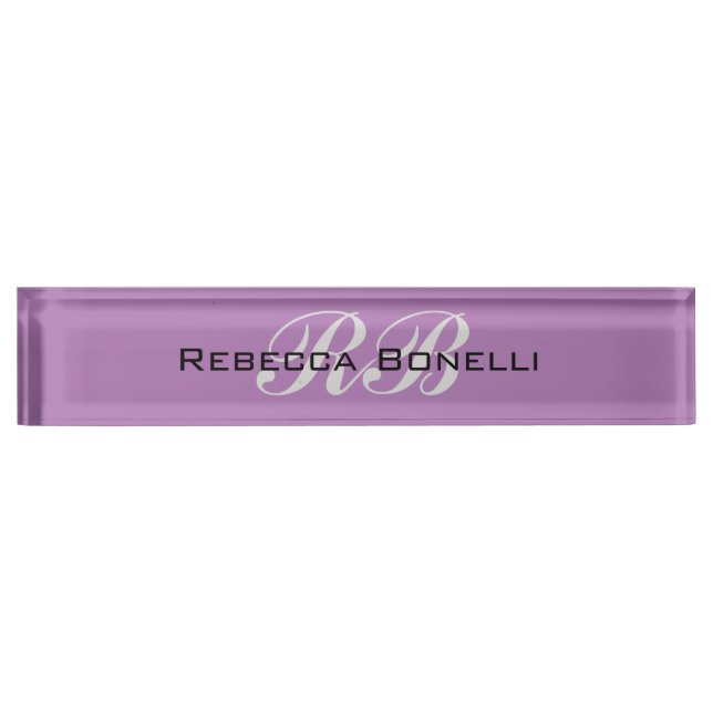Professional Monogram Name Initials Plain Stylish Nameplate (Front)