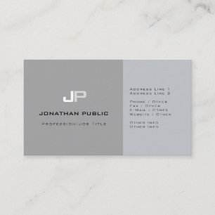 Professional Monogram Plain Elegant Grey Modern Business Card