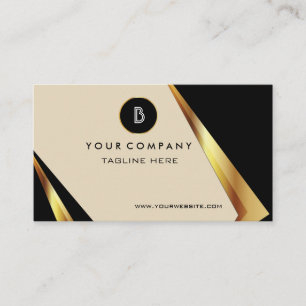 Professional Monogram QR Code Bold Black and Gold Business Card