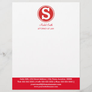 Professional Monogram Red Customized Letterhead