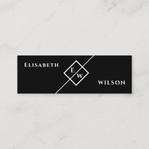 Professional monogram simple minimalist black mini business card