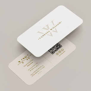Professional Monogram V Logo Minimal Sand Business Card