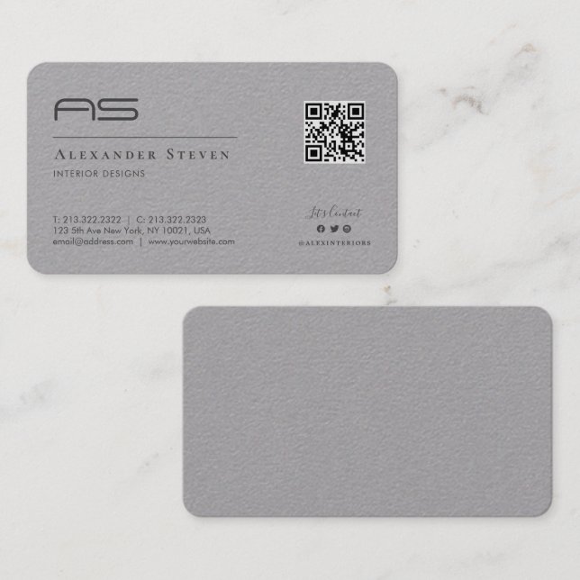 Professional Monogrammed Logo Premium Gray Business Card (Front/Back)