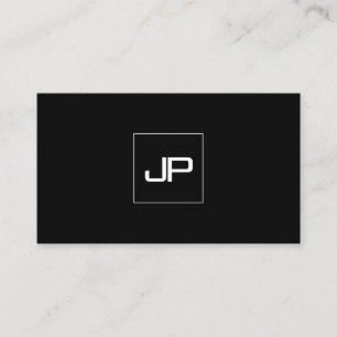 Professional Monogrammed Modern Black And White Business Card