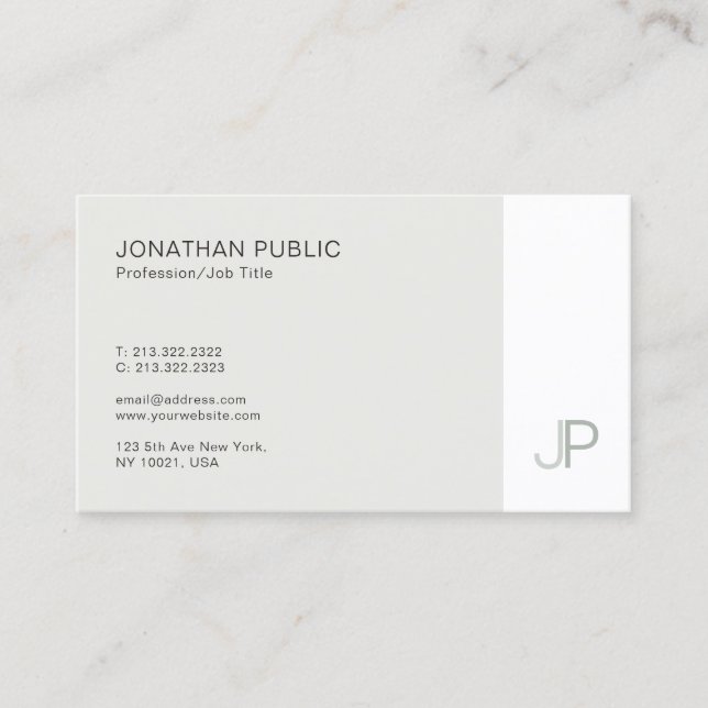 Professional Monogrammed Simple Modern Template Business Card (Front)