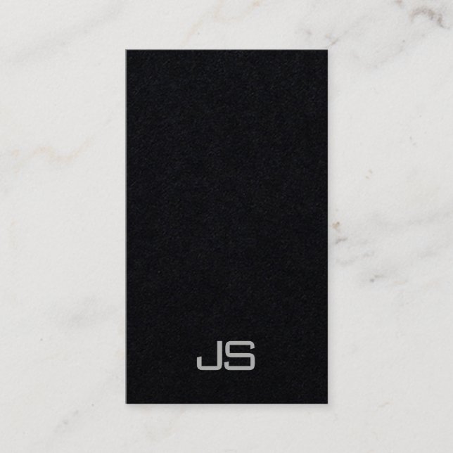 Professional Monogrammed Vertical Premium Black Business Card (Front)