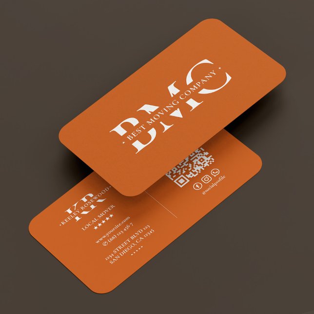 Professional Movers Moving Company Orange Modern  Business Card (Professional Movers Moving Company Orange Modern Business Card
)