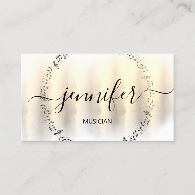 Professional Musician DJ Artistic 3D Gold  Business Card (Front)