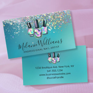 Professional Nail Artist Manicure Sparkle   Business Card