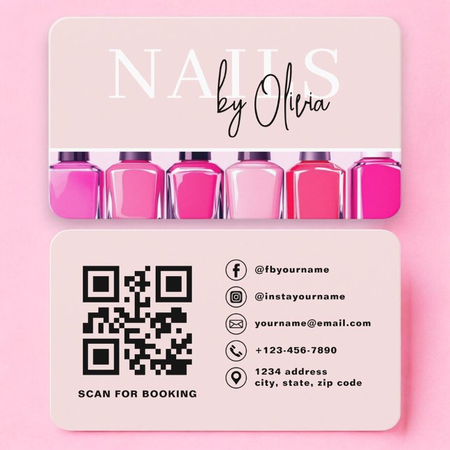 Professional Nail Artist Photo QR Code Business Card (Creator Uploaded)