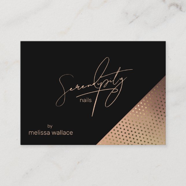 Professional Nail Artist Rose Gold Trendy QR Business Card (Front)