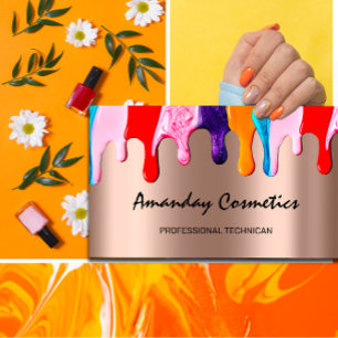 Professional Nail Artist Technician Rose Drips Business Card