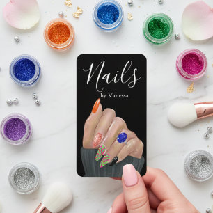 Professional Nail Salon Manicurist Black QR Code Business Card