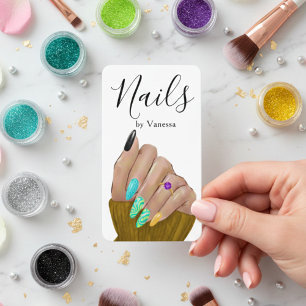 Professional Nail Salon Manicurist QR Code Stylish Business Card