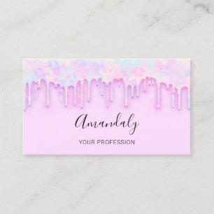 Professional Nails Makeup Artist Lashes Pink Drips Business Card