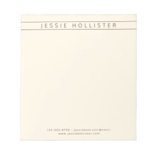 Professional Name & Info   Latte White & Brown Notepad
