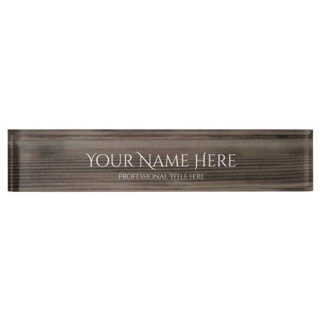 Professional Name Plate - Wood Grain Background (Front)