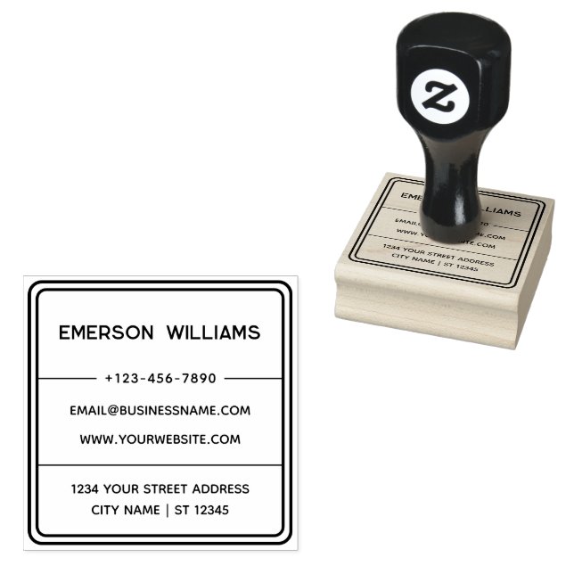 Professional Name & Return Address Personalised Rubber Stamp (Stamped)
