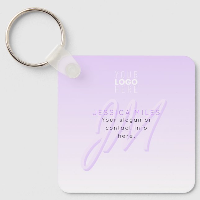Professional Name & Slogan Template | Light Purple Key Ring (Front)