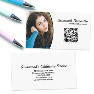 Professional Nanny Custom Oval Photo QR Code Business Card