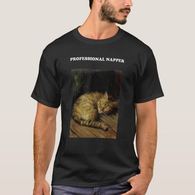 Professional Napper Cat   Ca for Cat DadMom T-Shirt (Front)