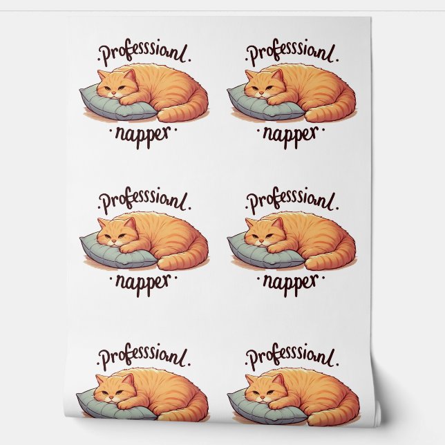 Professional Napper Cat Cosy Lazy Cat Wall Mural  (Unrolling)