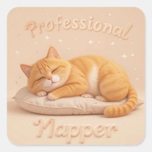 Professional Napper Cat Cute Sleeping Kitty Square Sticker