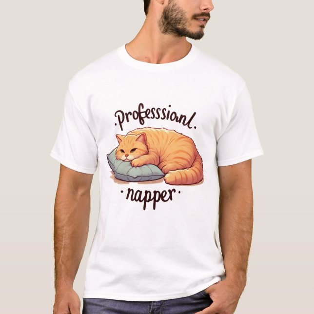 Professional Napper Cat Funny Lazy Cat Graphic  T-Shirt (Front)