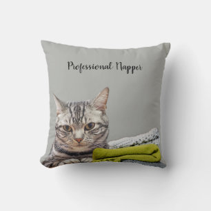 Professional Napper Cat Throw Pillow