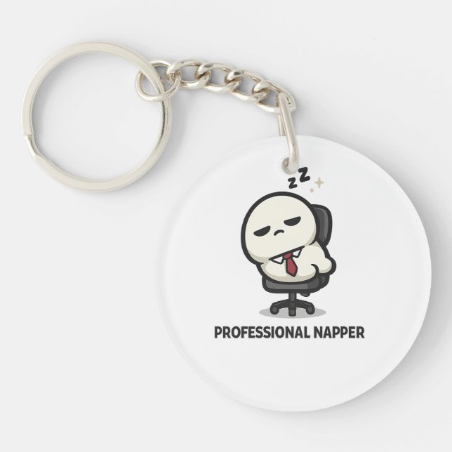 Professional Napper - Cute Tired Character Office  Key Ring (Front)