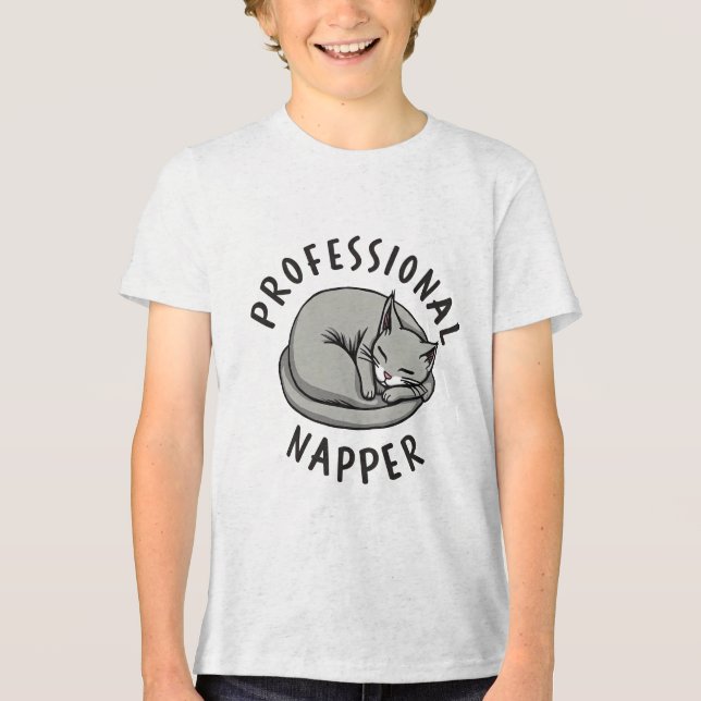 Professional Napper Funny Cat Tri-Blend Shirt (Front)