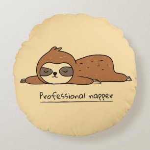 Professional Napper Sloth Cute Round Throw Pillow