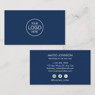 Professional Navi Blue Add your Logo Business Card
